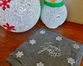 Season's Greetings and Snowflakes Candle Coaster / Trivet / Home Decor