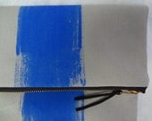 Royal or Colbalt Blue Stripe on Gray Foldover Handbag