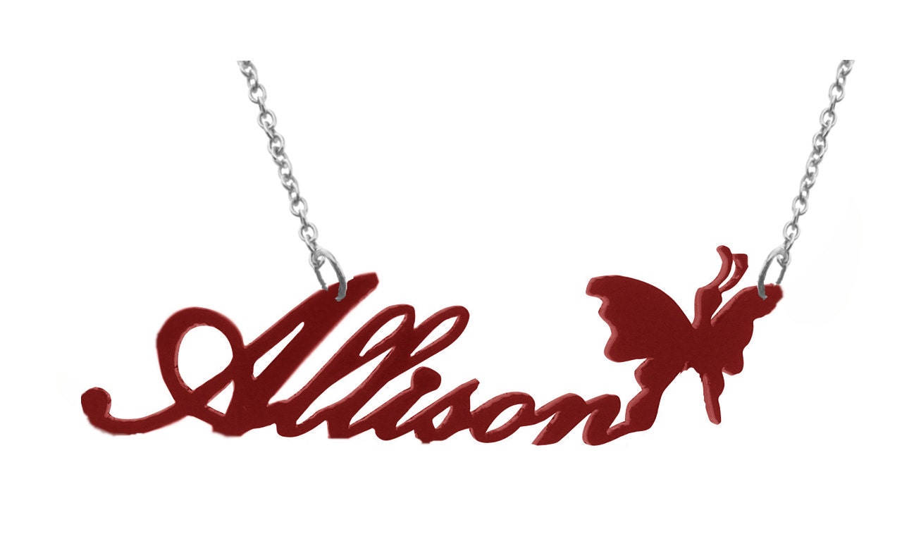 Personalized Name Necklace (Order Any Name and Favorite color)-Silver chain