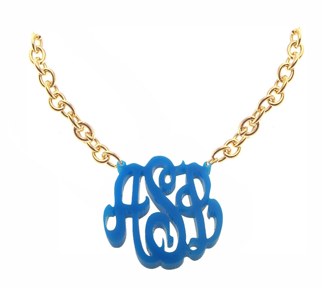 Designer Initials Necklace 1.25" (Order  your initials and favorite color)