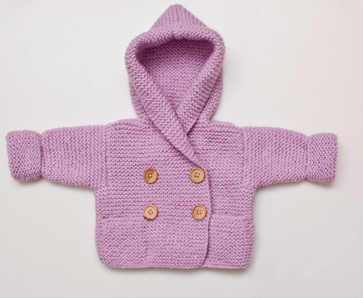 Hand Knit Hoodie Baby Jacket - 0-3 months