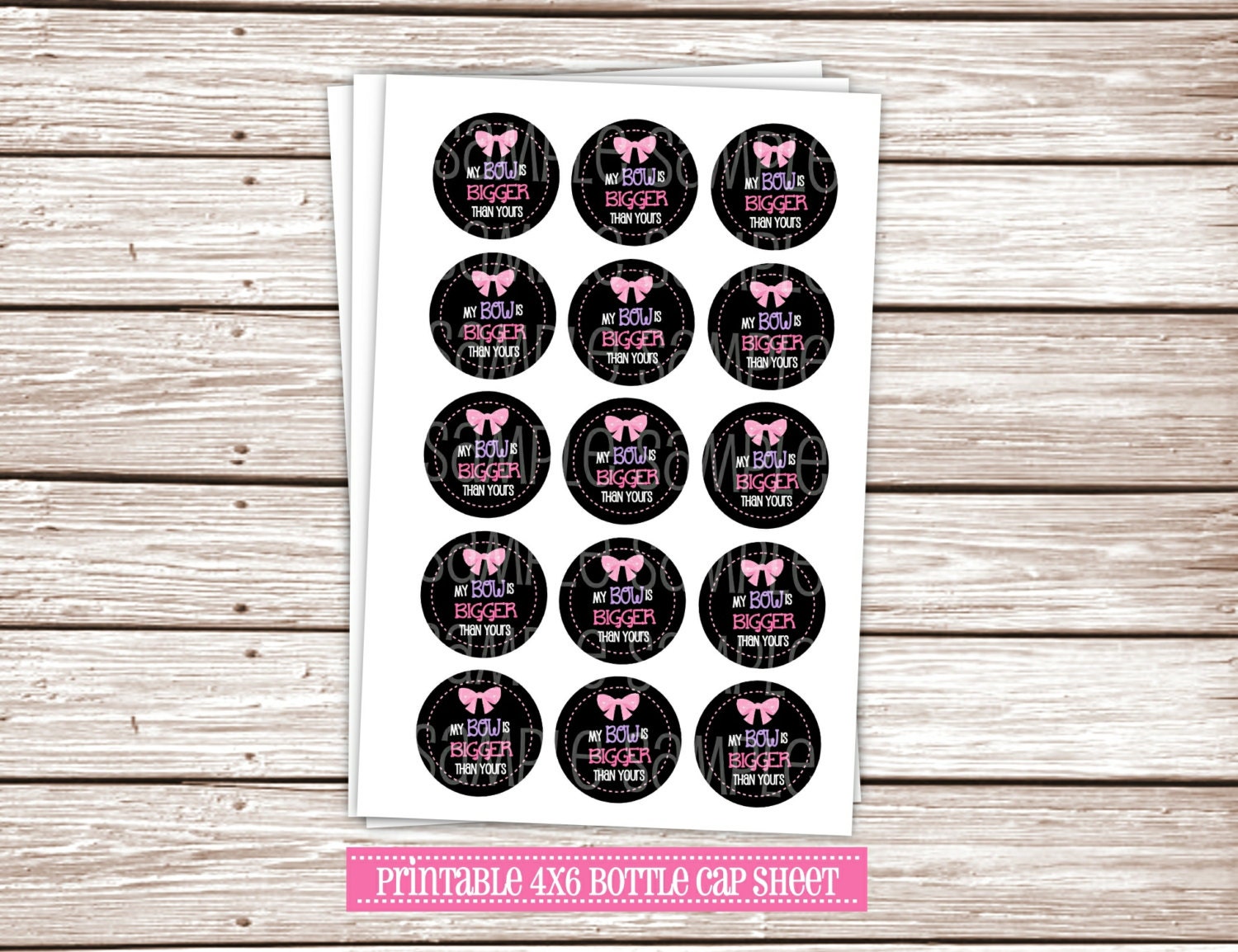 Adorable "My Bow is Bigger..." DIY 1" Bottle Cap Printable Image Sheet 4x6 Il_570xn