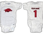 Football Arkansas ONESIE with custom name. Baby/Toddler sizes.