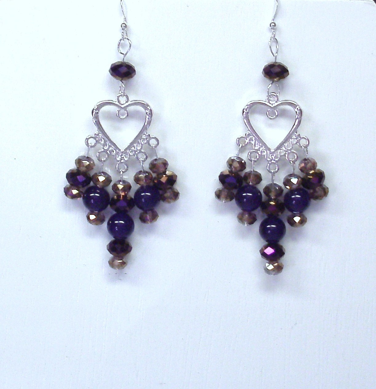 Handmade Earrings with Dangles in Purples