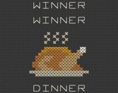 Winner Winner Chicken Dinner Cross Stitch Pattern ( Printable PDF ) - Immediate Download from Etsy - Turkey Yum Funny Saying