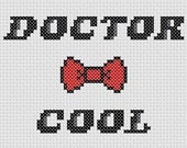 Doctor Who / Doctor Cool with Bowtie Cross Stitch ( Printable PDF ) Pattern - Immediate Download from Etsy - Tardis Time & Space