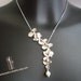 SALE, 10% OFF: Asymmetrical flowers cascade necklace in white gold, flower necklace, lariat necklace, wedding jewelry, bridesmaid