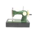 Kids sewing machine toy dark green made in USSR Soviet Union childrens room decor
