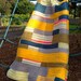 Geometric Stripe Quilt in Mustard Grey and Petrol Blue, Lap Quilt
