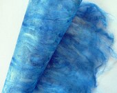 Blue Decorative Silk Paper for collage and textile crafts. Hand made silk fibre paper. Mid Blue