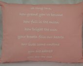 Custom Pillow- poem, anniversary date, wedding, anniversary, poem, quote