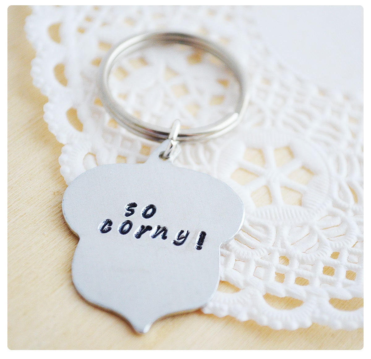 Acorn Keychain - Personalized Keychain - Custom Keychain - Hand Stamped - Aluminum