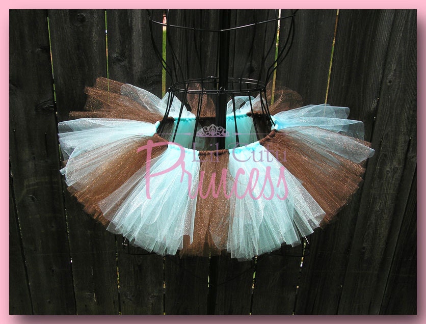 Emily - Shimmer Aqua and Brown Tutu - Available in Baby, Toddler, Child, Teenage and Adult Sizes