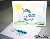 Prancing Unicorn Card - love birthday anniversary congratulations anything - ReLove Plan.et Art Print