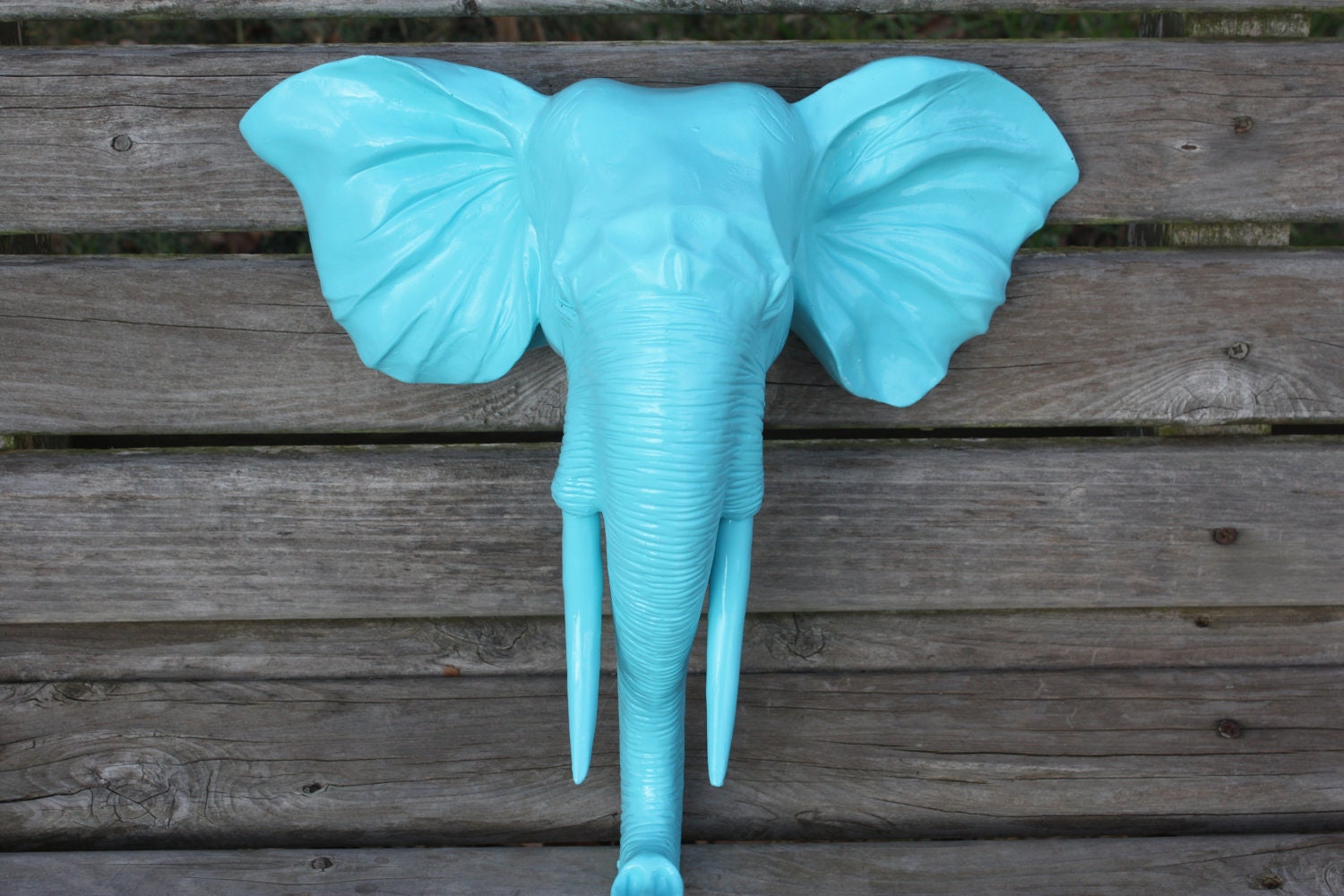 TURQUOISE  Wall Mount Elephant Head / Faux Taxidermy / Wall Decor / Modern