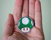 Tiny 1 Up Mushroom -- Tiny Nintendo Embroidered Iron-on Mario Patch