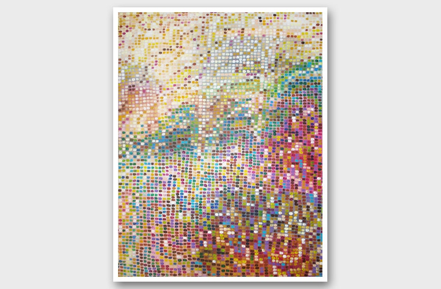 PAINTING PRINT Colorful abstract modern mosaic painting A3 12x16 size wall art Rainbow Artwork Landscape Minimalist