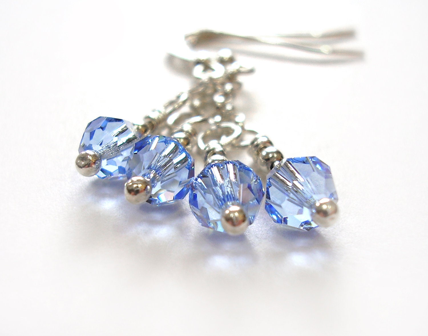 Sterling silver earrings, blue crystal earrings, UK handmade jewellery