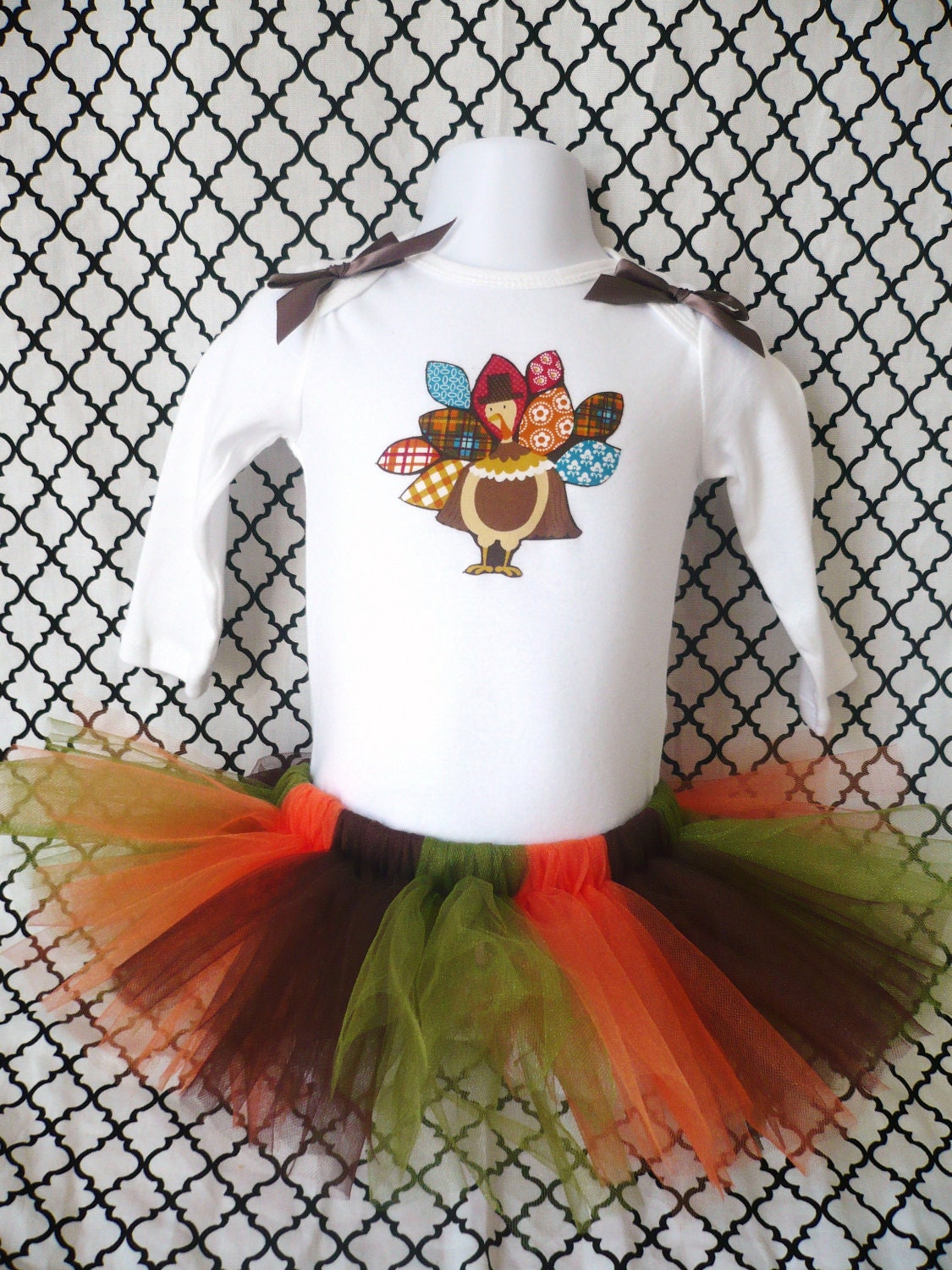 Thanksgiving outfit complete with tutu and onesie, custom made to order holiday dress
