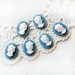 Blue & White Vintage Cameos 10x8mm Silhouettes Right Left Facing (6)