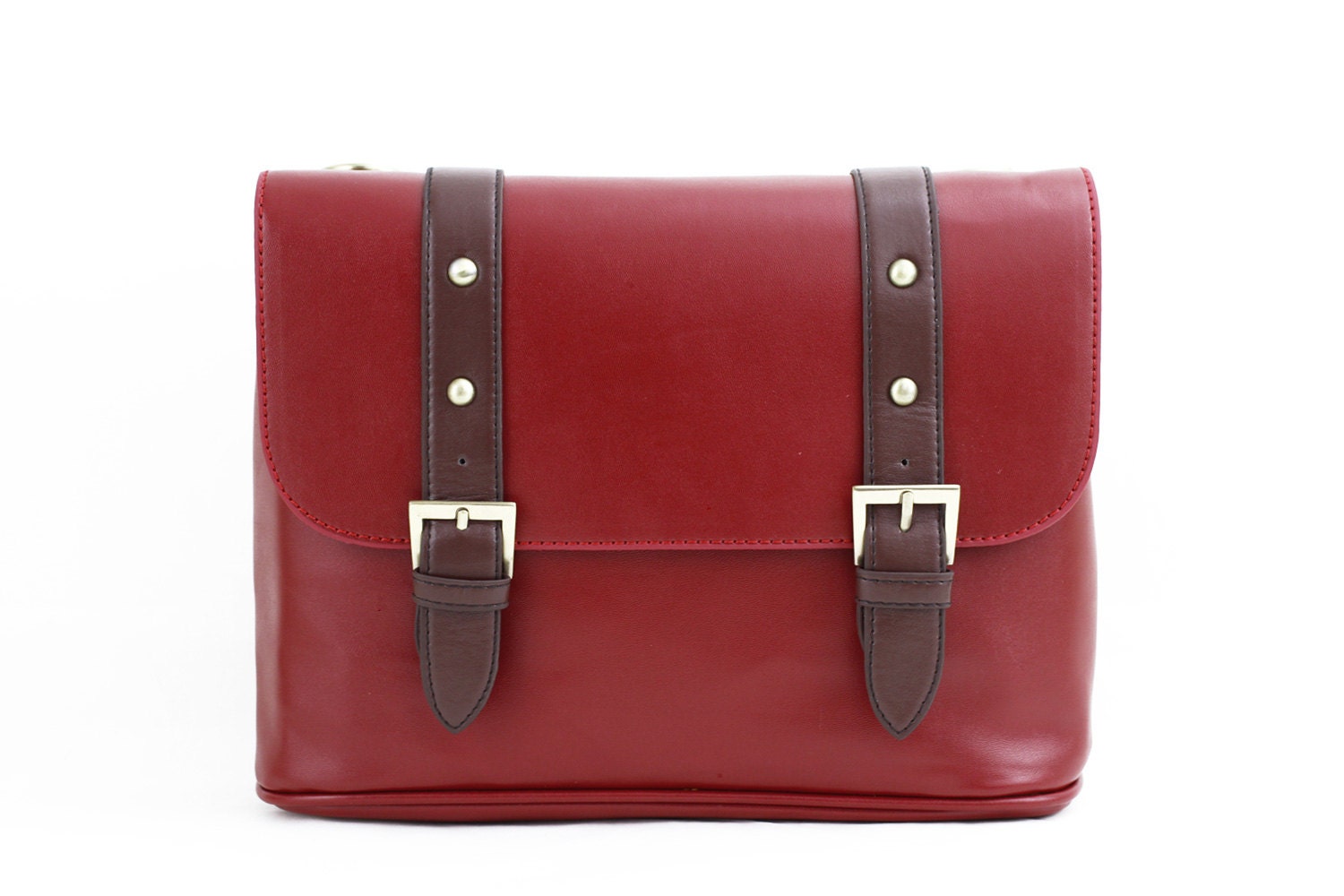 C109 Burgundy Leather Camera Bag w/ Shoulder Strap