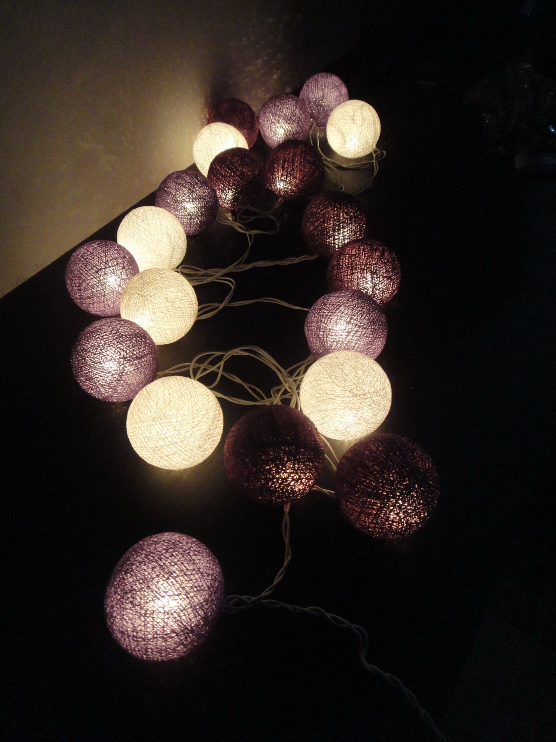 20 Mixed Purple Tone Cotton Balls Fairy String Lights Home Decor Party Patio Wedding Floor Table or Hanging Gift Home Decoration