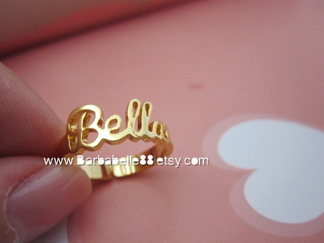 Personalized name ring - Any name - Any size - Any colors at same price - Gift box included.