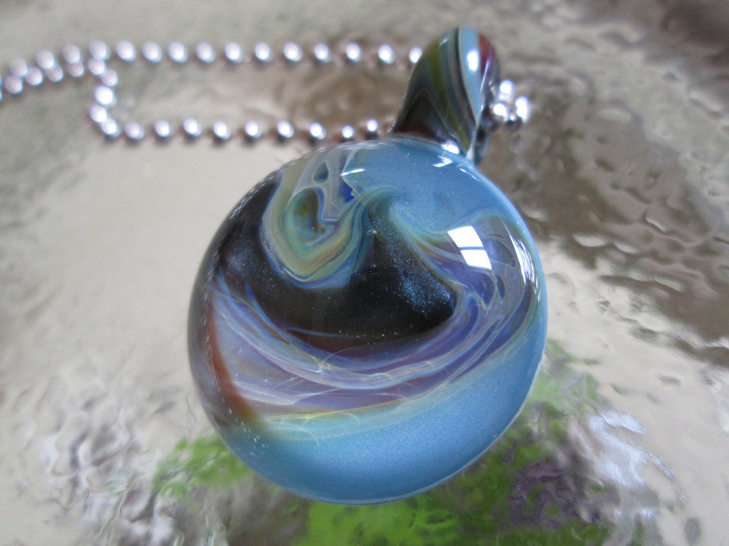 Glass Necklace Pendant - River Canyon
