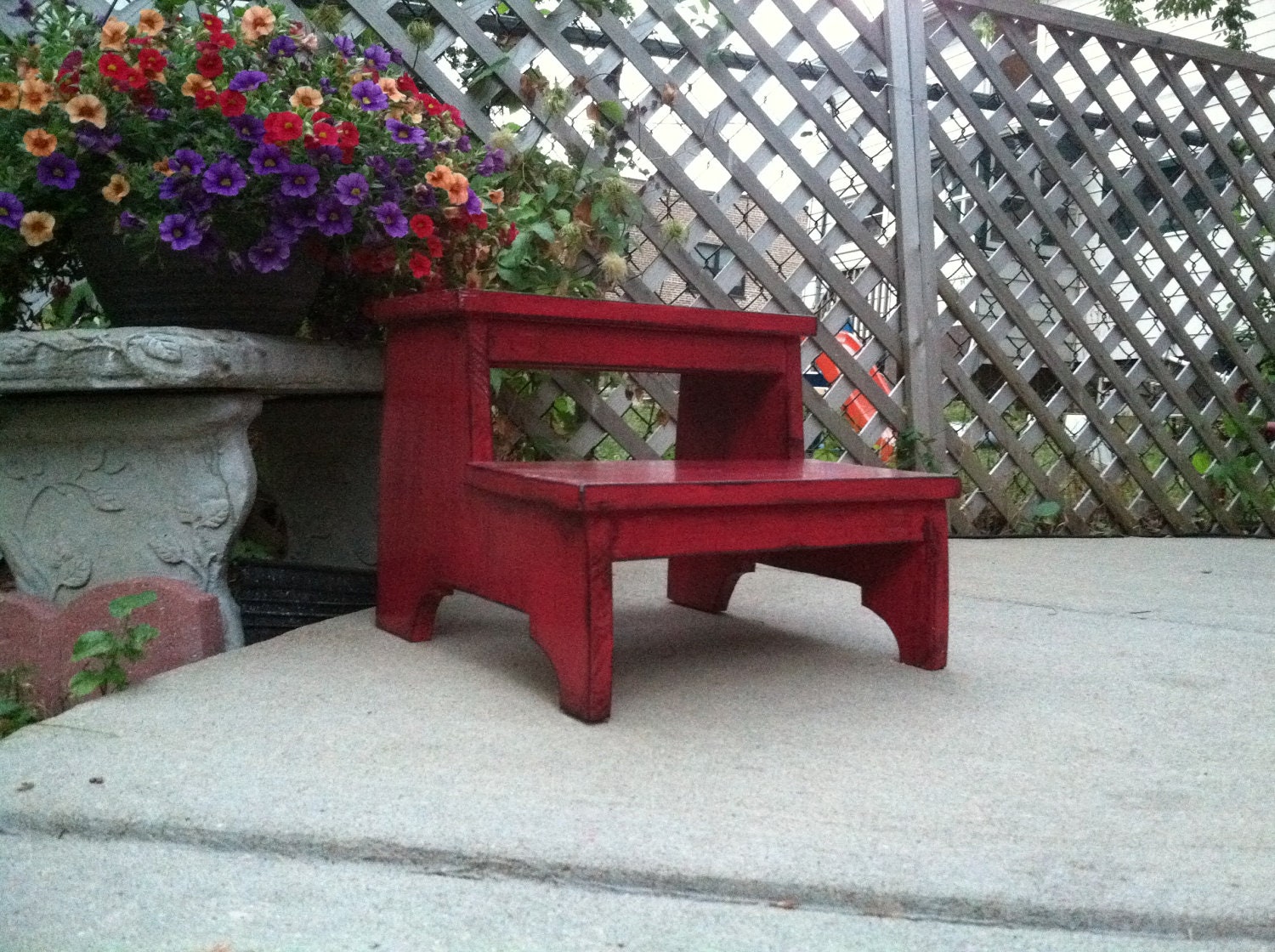 Step Stool in distressed chili pepper red