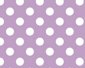 1 yard Riley Blake Dots - MEDIUM  DOTS - Lavendar  / White - Purple polka dots - Quilting Weight