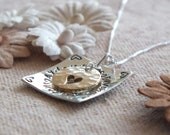 Hand Stamped Necklace - Mommy Jewelry - Two Layer sterling silver Pendant - Sterling Silver Heart - Personalized Gift for Her