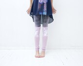 Pale gray and soft pink animal print stocking leggings