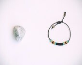 Light orange, sea green & black glass czech trade beads, bracelet.