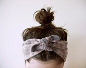 cotton gauze fabric, dyed pale pink & grey headband, adjustable