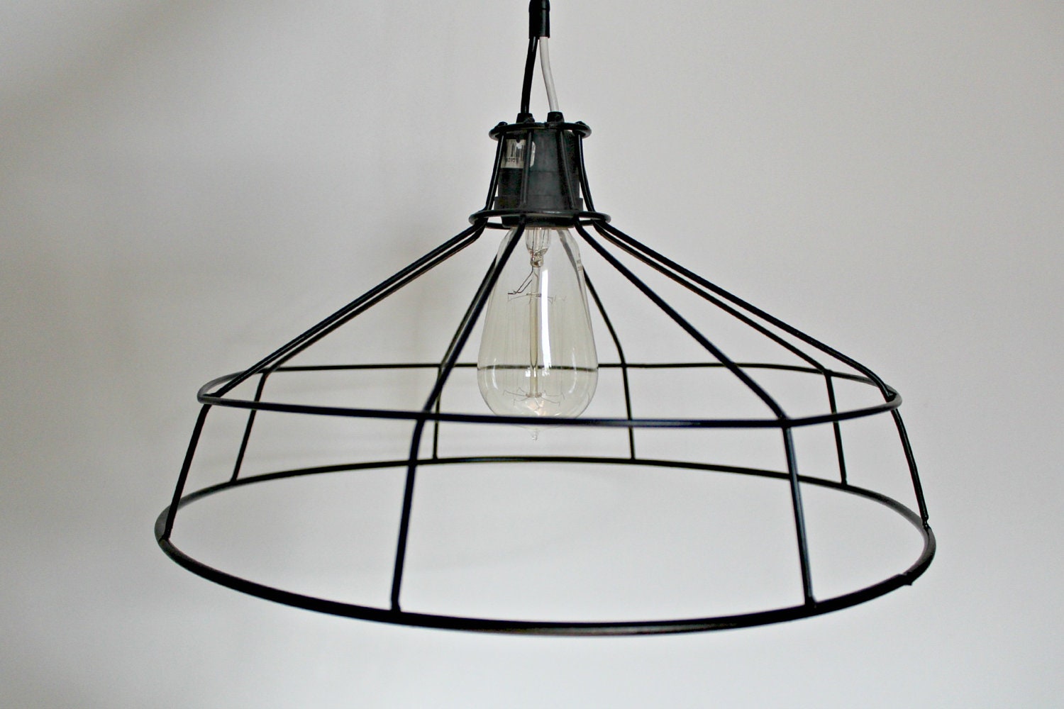 Hanging Metal Wire Lamp Shade Exposed Bulb Cage Light Chandelier Industrial Pendant