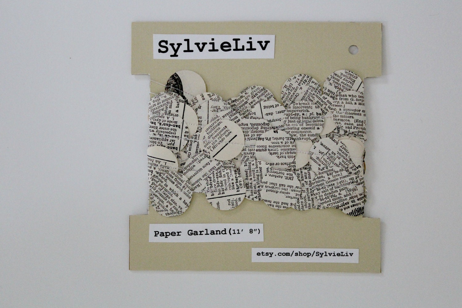 paper garland vintage dictionary circles dot