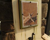 Distressed Wood Plank Frame with Antique Hook for 5X7 - For the Home, Shabby, Cottage, Country, Beach House, Rustic