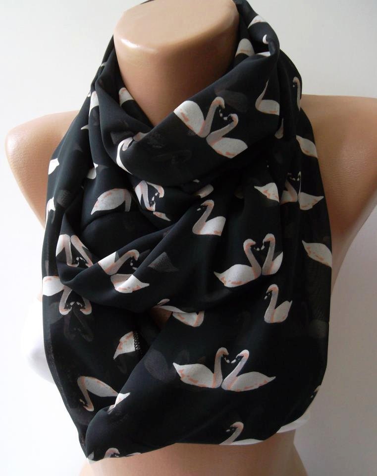 Swan Lake -CHIFFON - Infinity Scarf Loop Scarf Circle Scarf - It made with good quality chiffon fabric - Super Loop