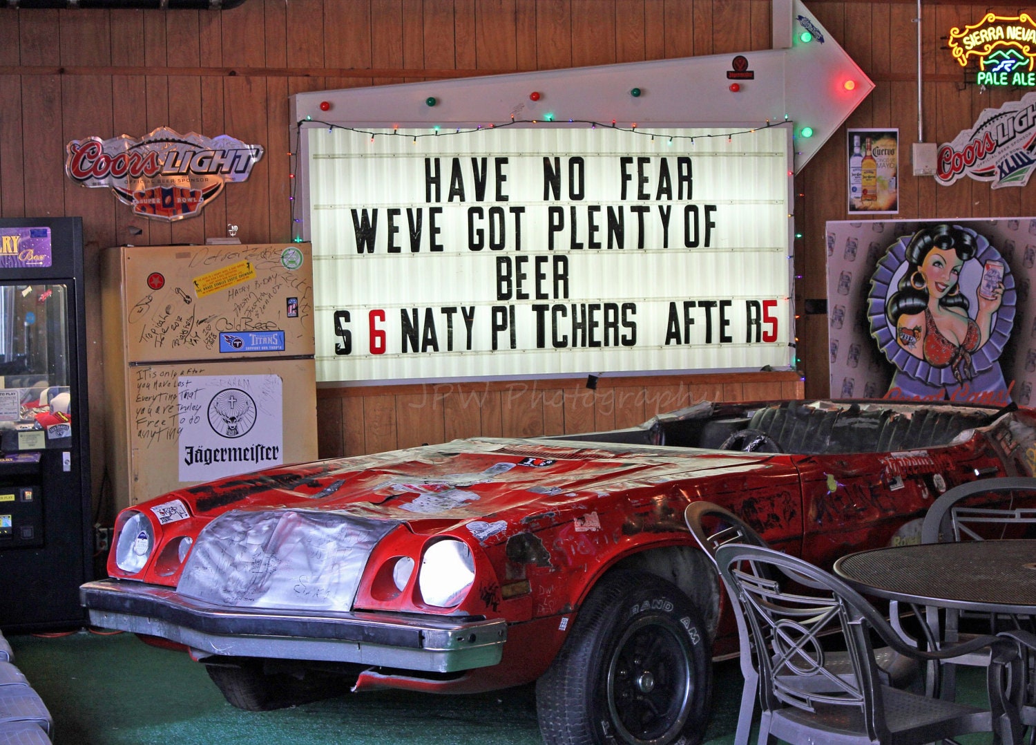 Car and Beer, For Him, Nashville  Car in a Bar Photograph 7x5