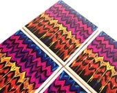 Red Chevron Coasters, Chevron Design, Chevron Home Decor, Ceramic Tile Coasters, Chevron Stripes, Zig Zag