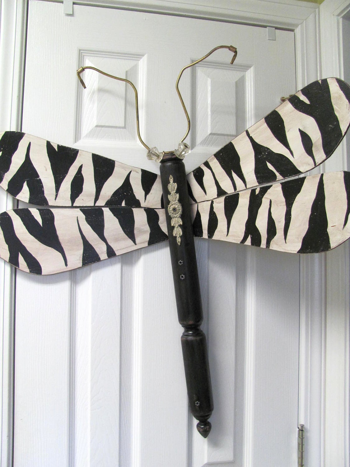 Table Leg Dragonfly Wall Art- Black and White Zebra Animal Print