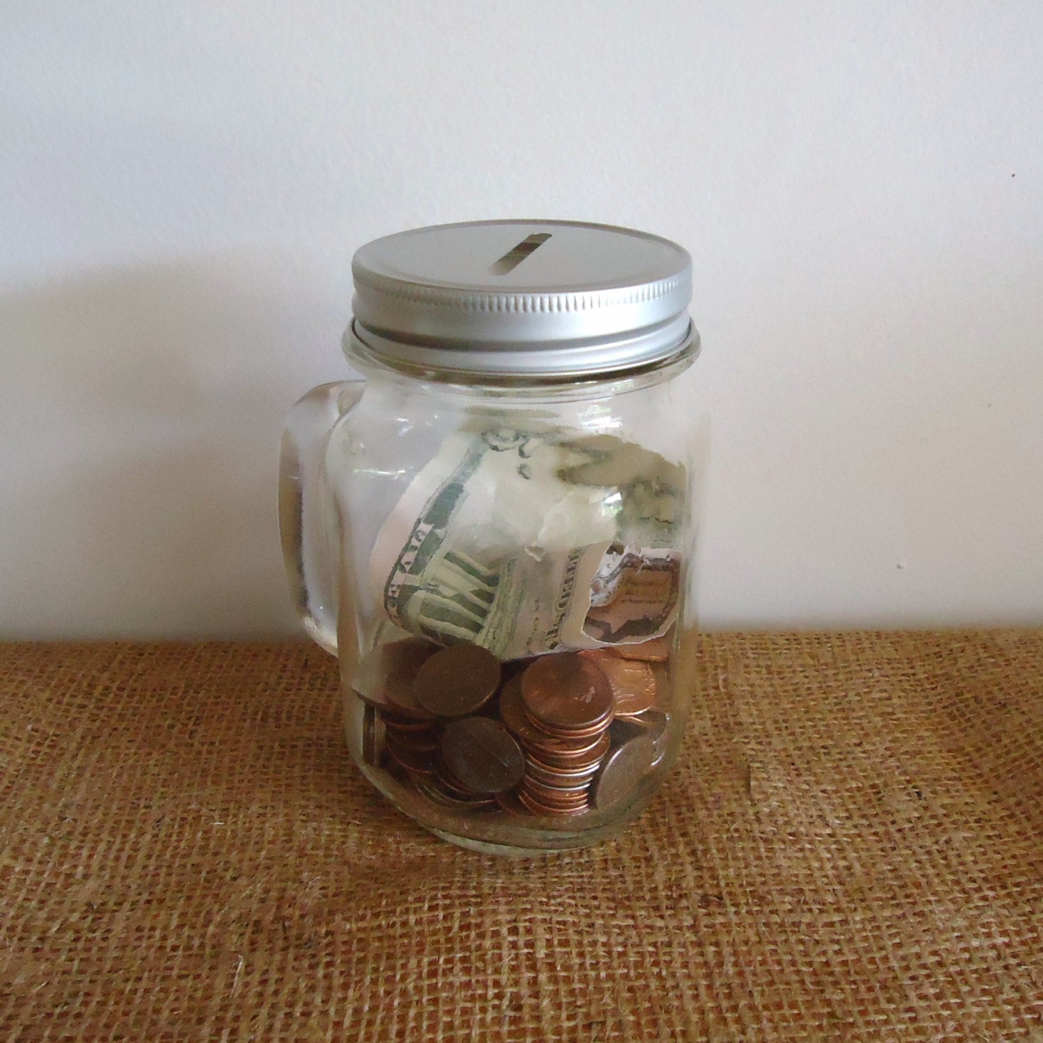 Items Similar To Mason Jar Bank, Piggy Bank, Coin Bank, Glass Jar With 