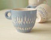 Ceramic stoneware cup coffee espresso - unique handmade decorative textured kitchen pottery morning coffee -  set of four - wedding gift