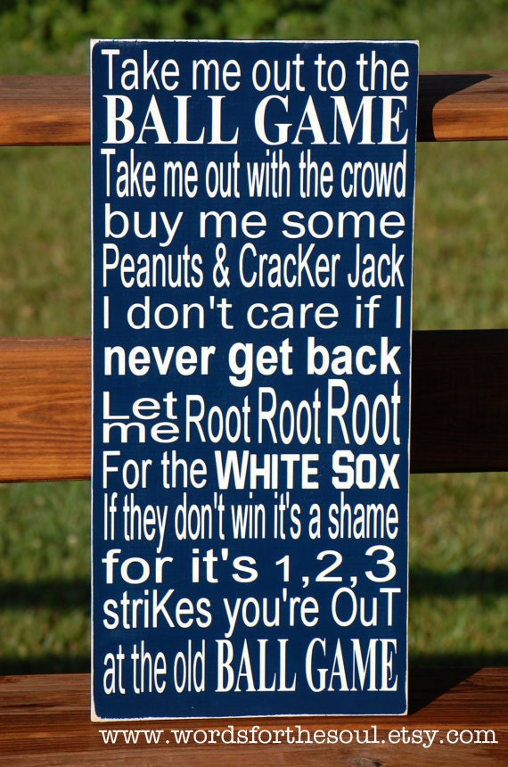 Take Me Out to The Ballgame Ball Game Baseball Nursery Wooden Typography Subway Sign Customize Favorite Team Yankees