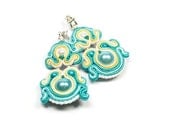 Soutache Earrings. Hand Embroidered Turquoise Earrings. Soutache Jewelry. Turquoise. Oriental. Colored Jewelry.