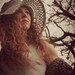 eco cowboy hat. hand crochet bamboo silk yarn. color clay. one size. lace wire brim. made to order