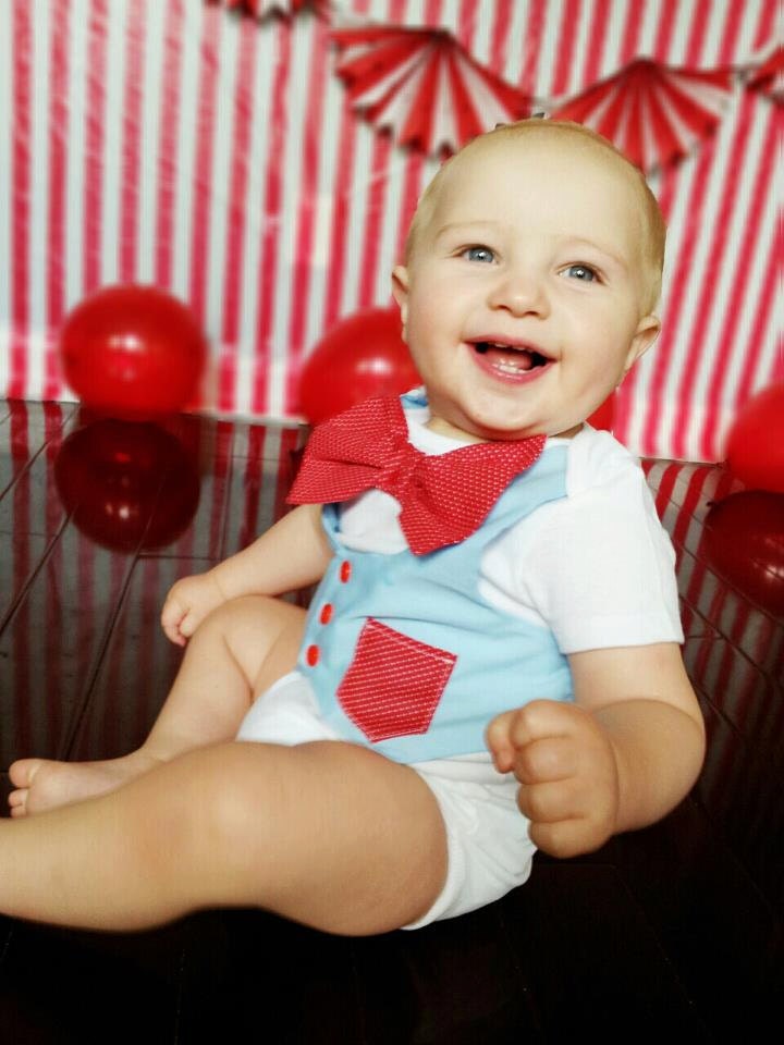 Vintage circus carnival inspired vest bow tie onesie, baby blue or aqua vest, red w/ white polka dots bow tie, pocket. white onsie. Birthday