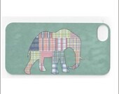 iphone 4 case, iphone 4s case, plaid elephant