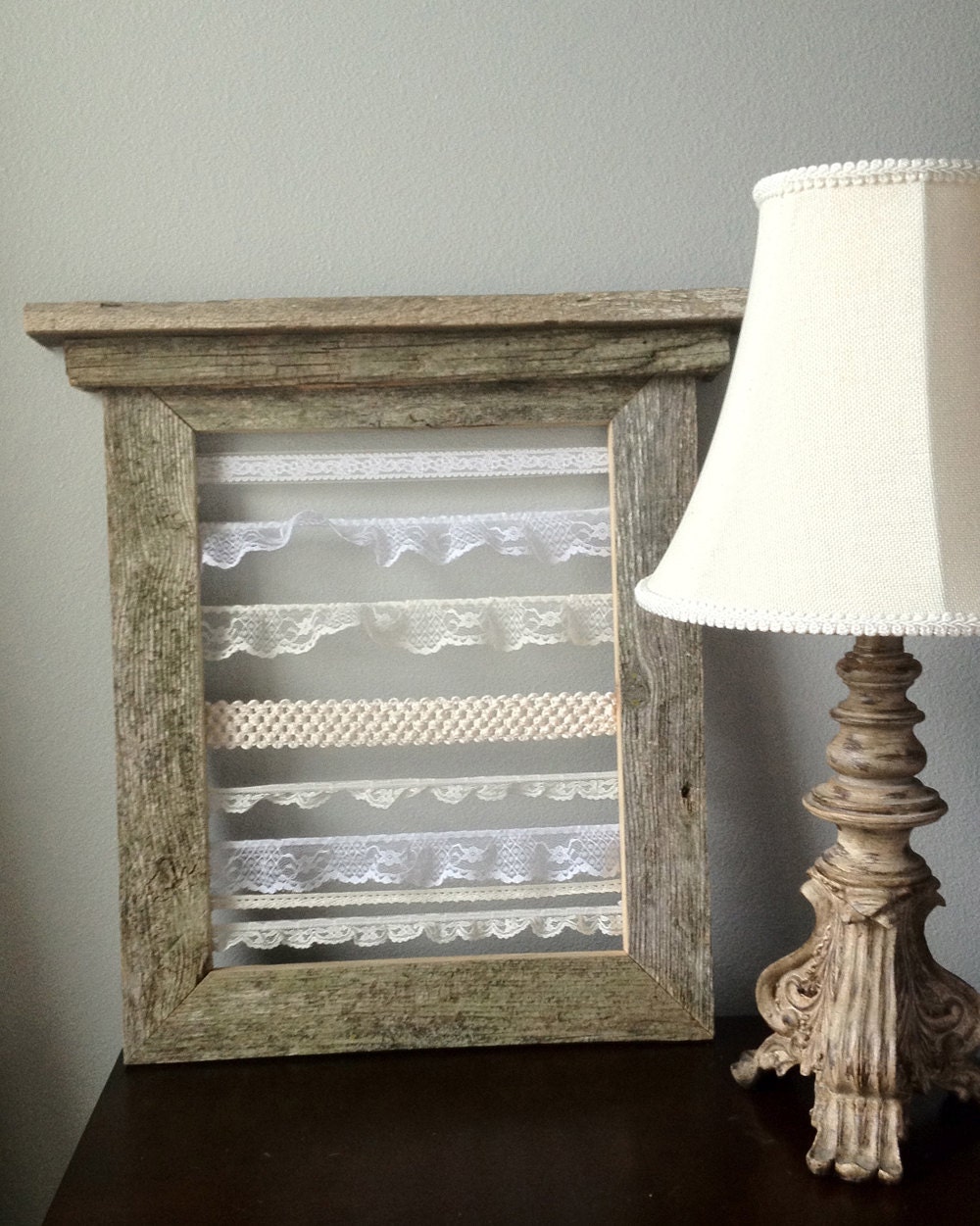 Jewelry Organizer Frame made from Reclaimed, Recycled Wood with Cornice Moulding