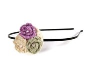 Crocheted rose hair headband Floral hair accessory